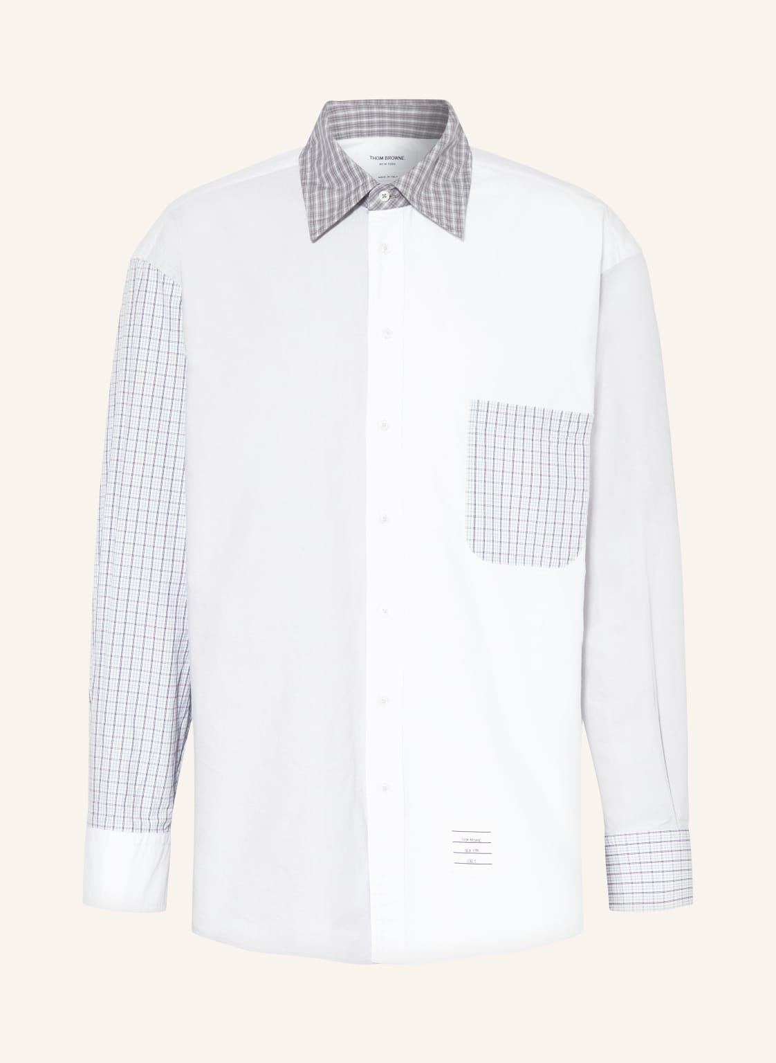 Thom Browne. Hemd Oversized Fit Im Materialmix weiss Thom Browne. Hemd Oversized Fit Im Materialmix weiss von THOM BROWNE.