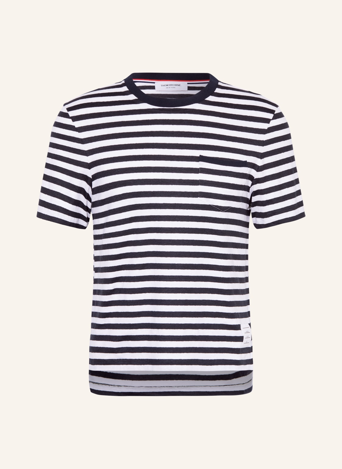 Thom Browne. T-Shirt Aus Leinen blau von THOM BROWNE.