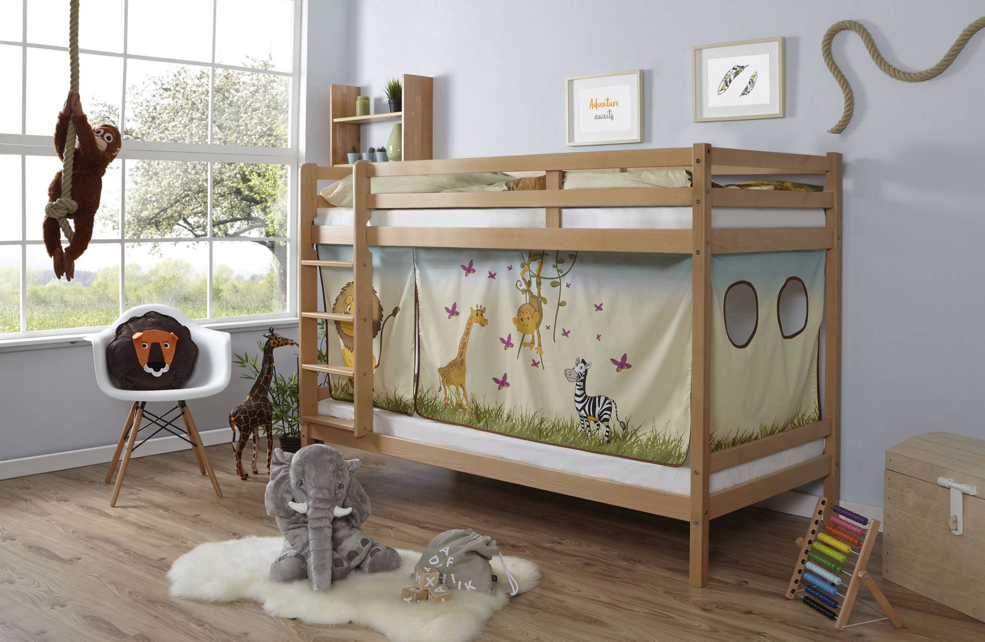Ticaa Etagenbett »Rene«, mit Rollrost und Textil-Set wahlweise mit Matratze, Buche Ticaa Etagenbett »Rene«, mit Rollrost und Textil-Set wahlweise mit Matratze, Buche von TICAA