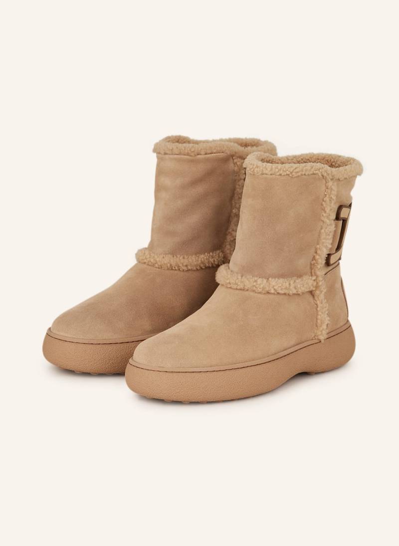 Tod's Plateau-Boots Mit Echtfell beige von TOD'S