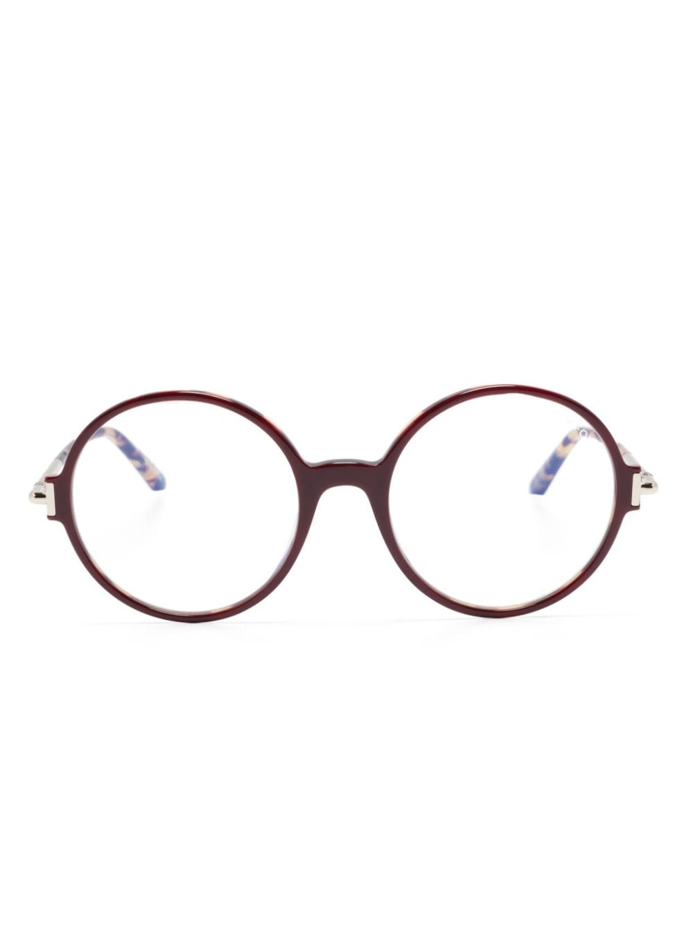 TOM FORD Eyewear FT5914B logo-engraved round-frame glasses - Brown von TOM FORD Eyewear