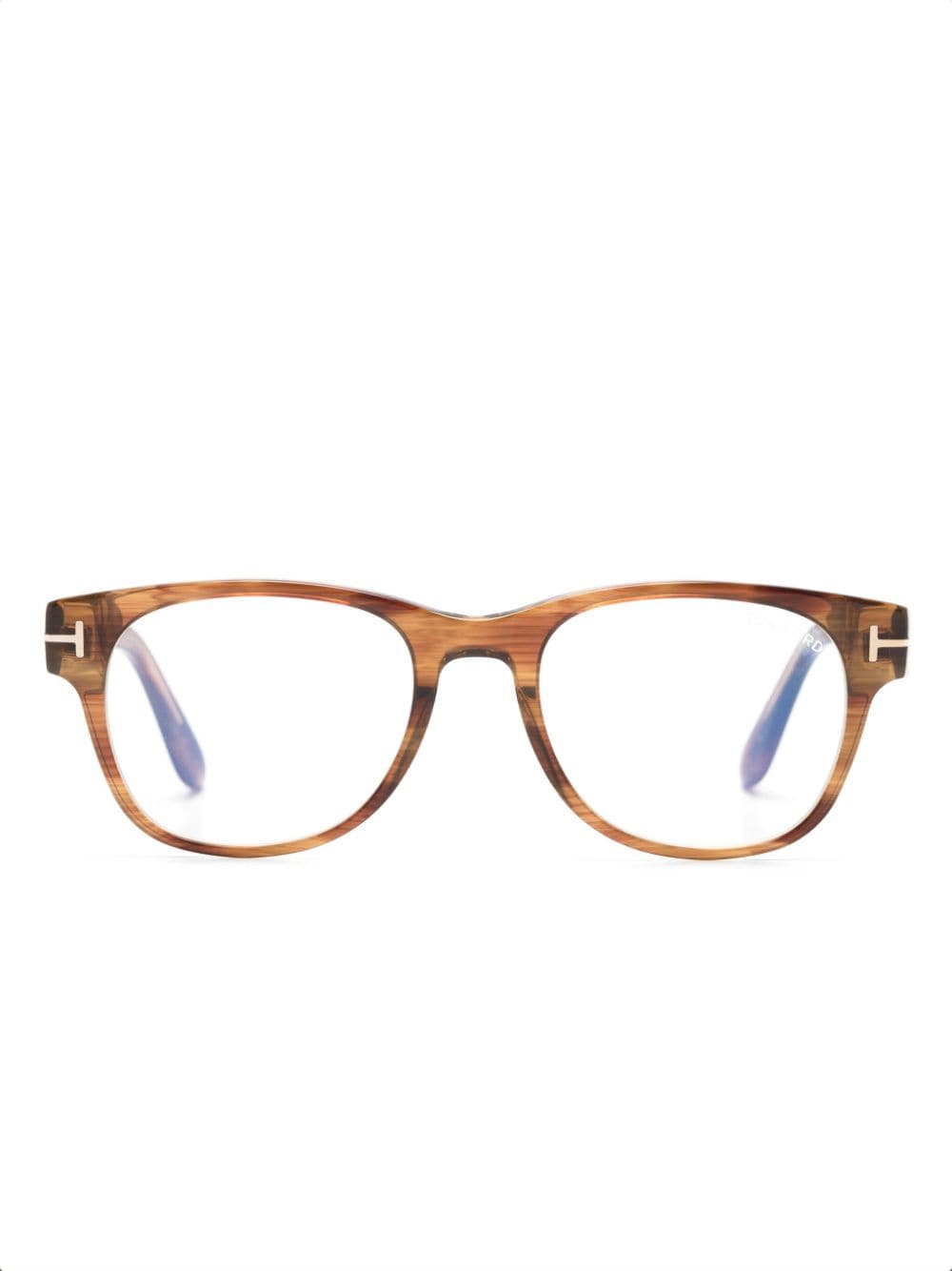 TOM FORD Eyewear TF5898B round-frame tinted-lenses glasses - Brown von TOM FORD Eyewear