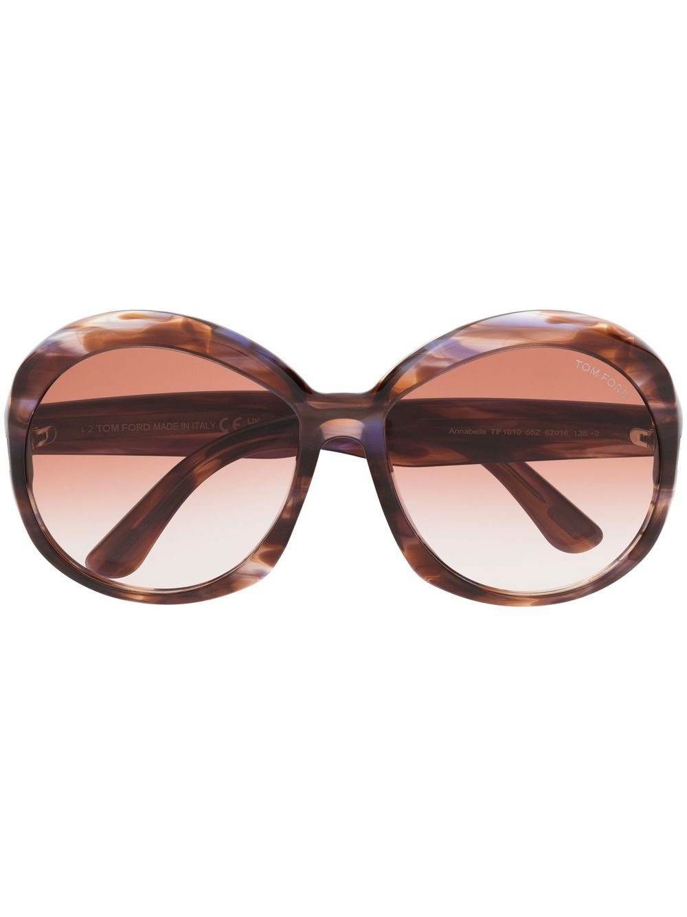 TOM FORD Eyewear marbled round-frame sunglasses - Brown von TOM FORD Eyewear