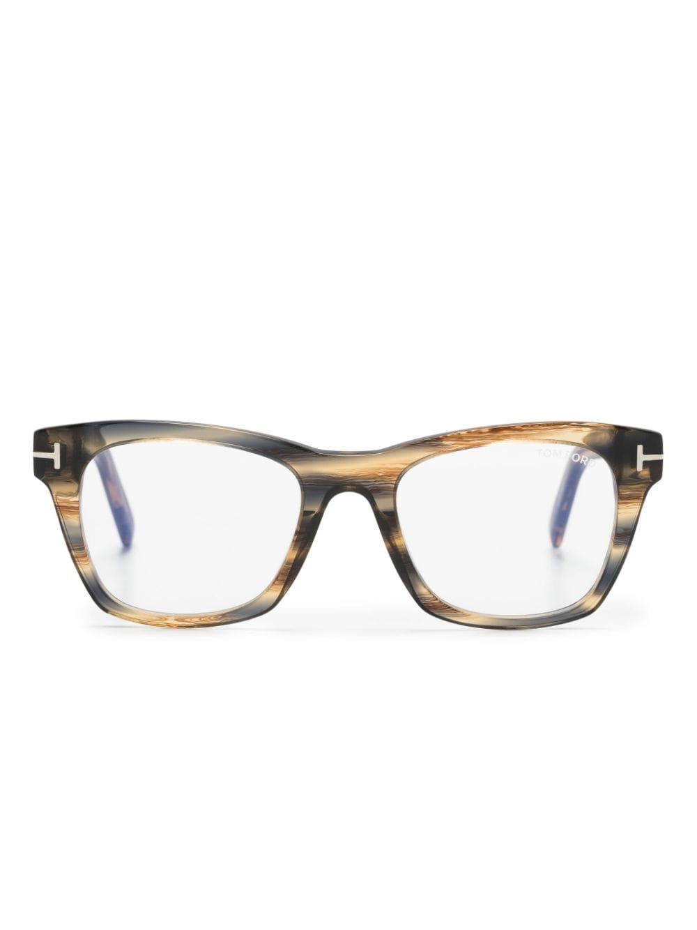TOM FORD Eyewear tortoiseshell-effect round-frame optical glasses - Brown von TOM FORD Eyewear