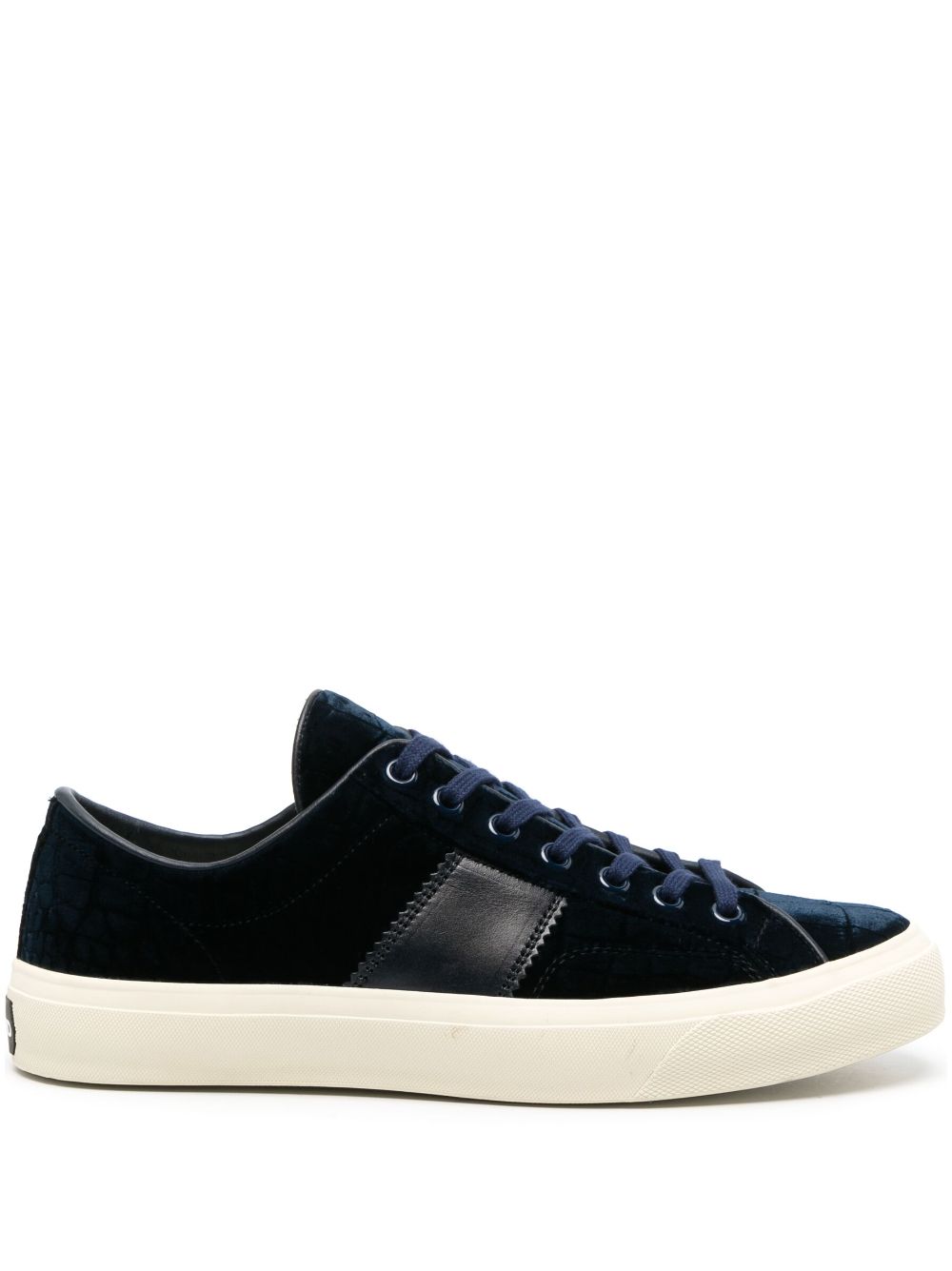 TOM FORD Cambridge crocodile-effect leather sneakers - Blue von TOM FORD