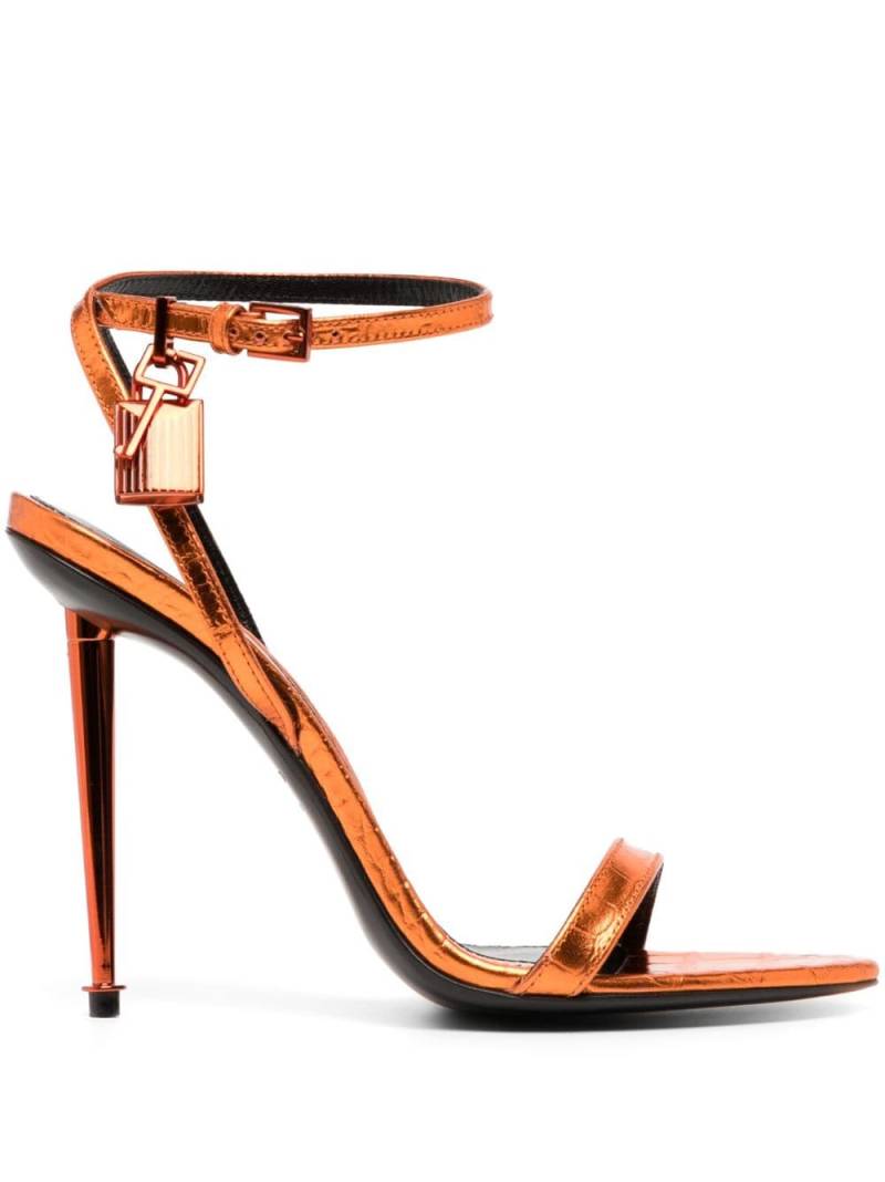 TOM FORD Padlock-detail 100mm leather sandals - Orange von TOM FORD