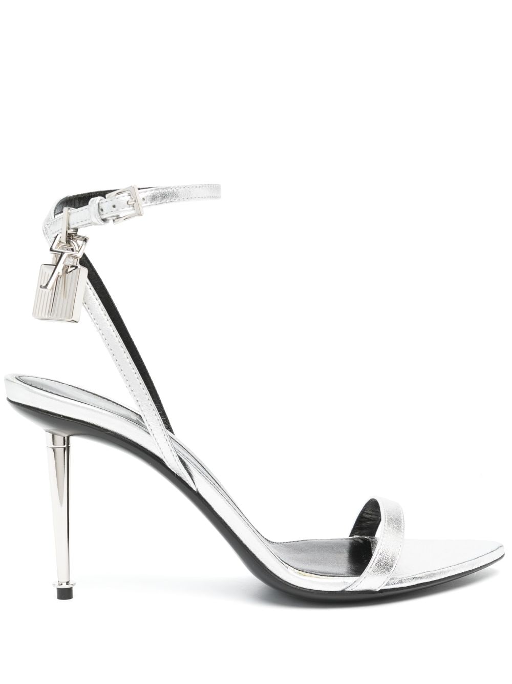 TOM FORD Padlock Pointy Naked 85mm leather sandals - Silver von TOM FORD
