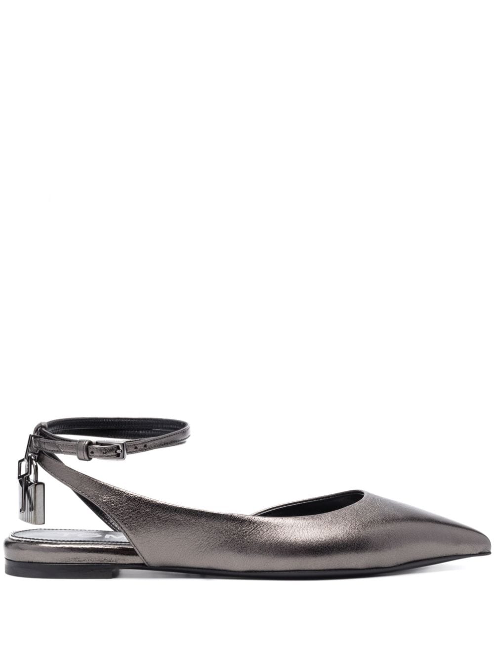 TOM FORD Padlock metallic-leather ballerina shoes - Grey von TOM FORD