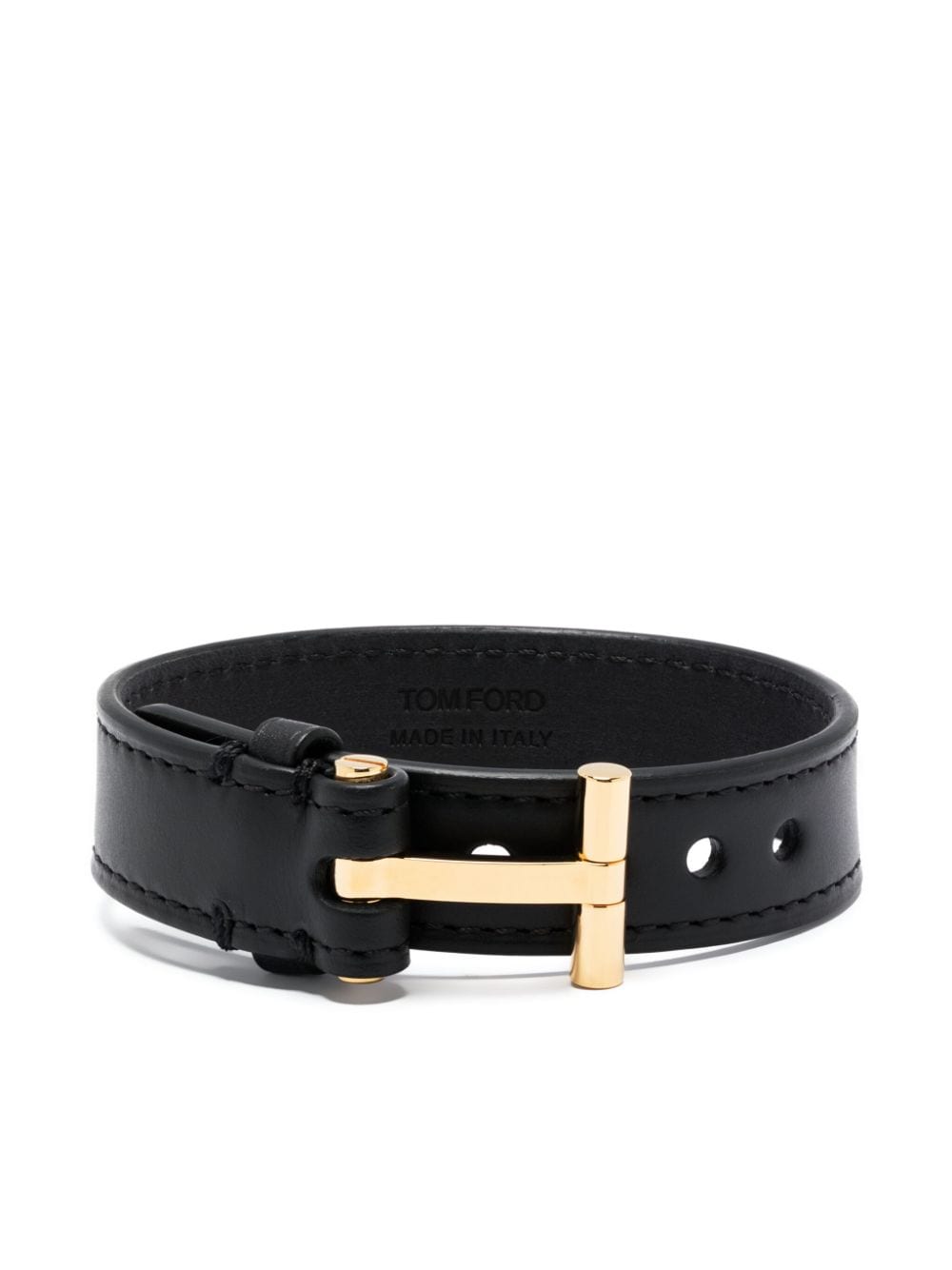 TOM FORD T-hinge leather bracelet - Black von TOM FORD