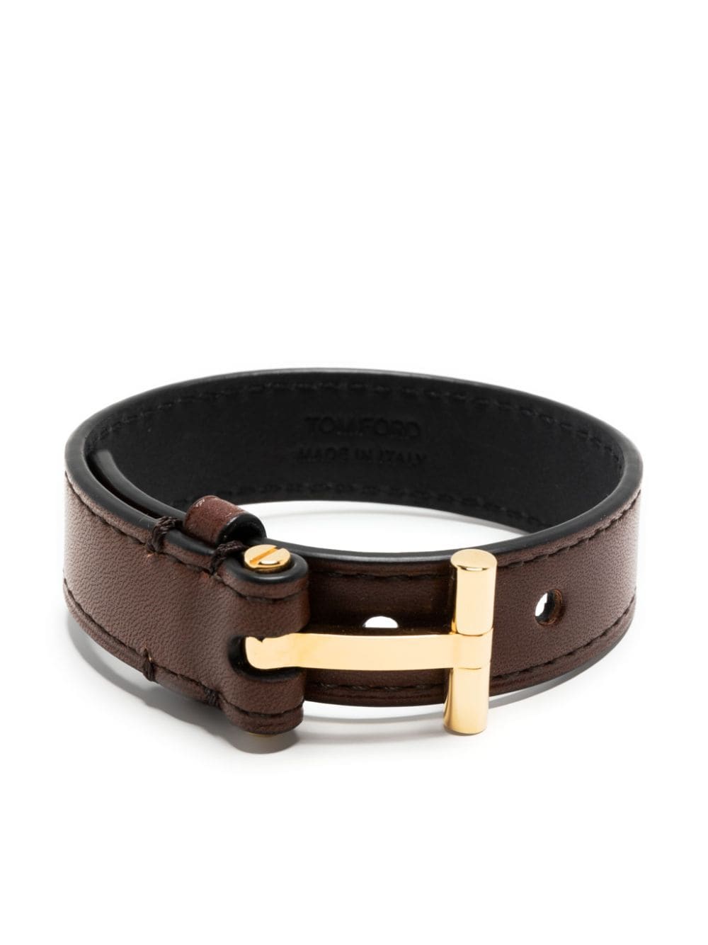 TOM FORD T-hinge leather bracelet - Brown von TOM FORD