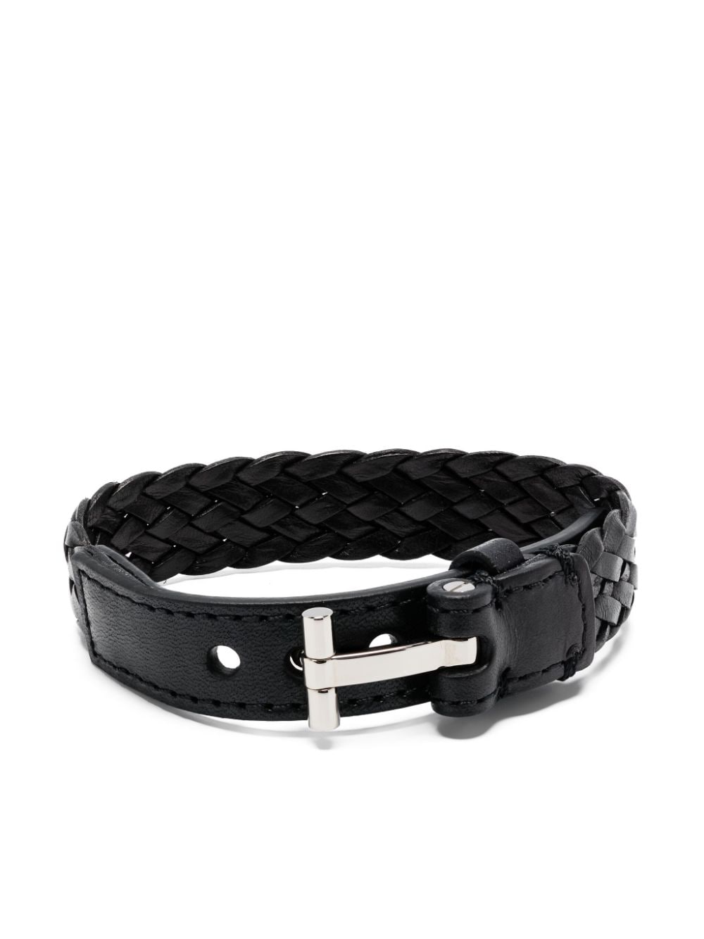 TOM FORD T-lock interwoven-leather bracelet - Black von TOM FORD