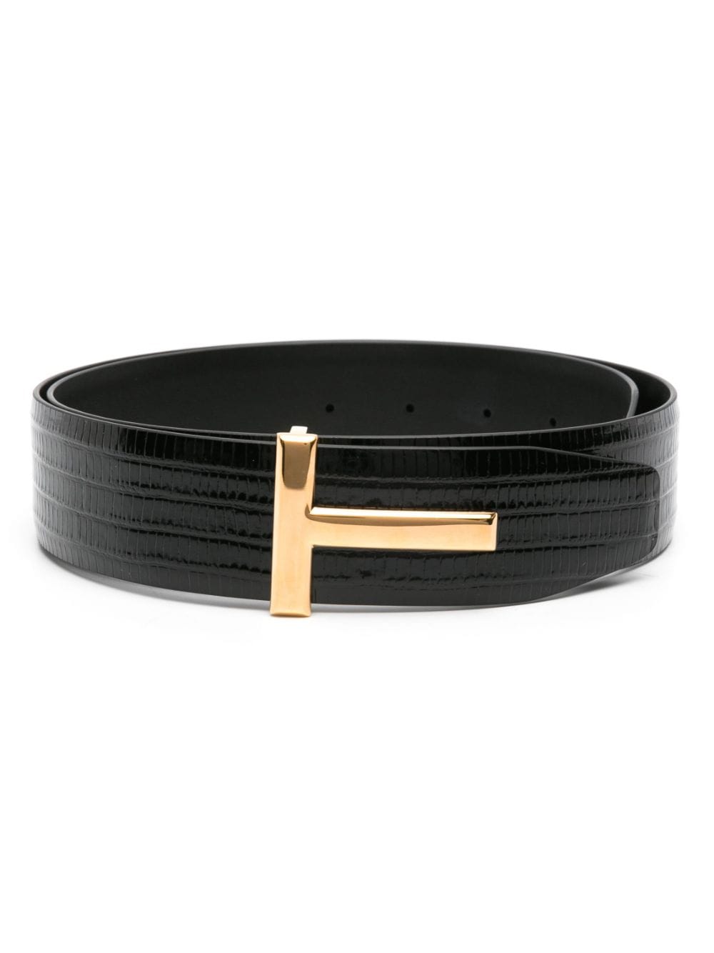 TOM FORD T-plaque leather belt - Black von TOM FORD