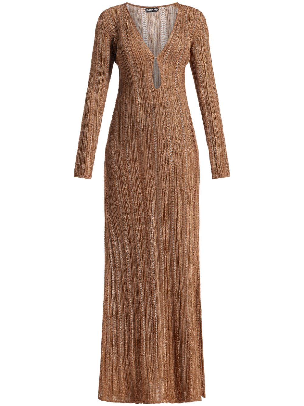 TOM FORD V-neck lurex-detail gown - Brown von TOM FORD