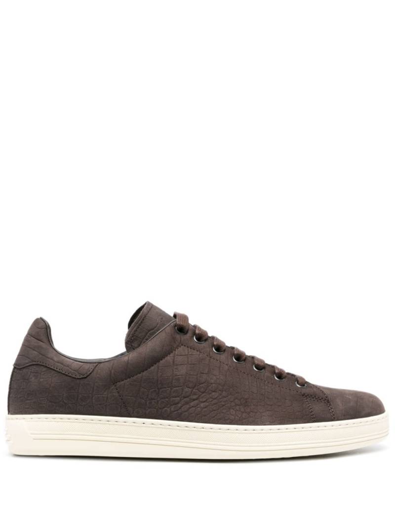 TOM FORD Warwick crocodile-effect sneakers - Brown von TOM FORD