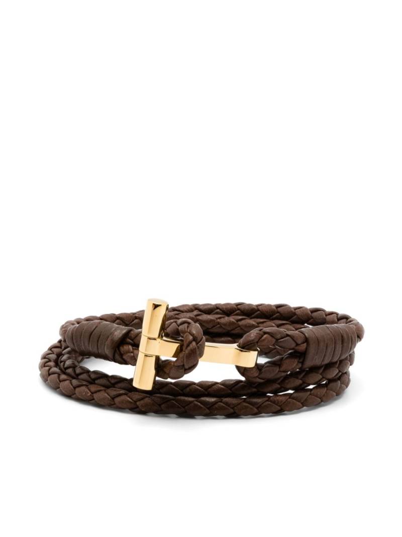 TOM FORD braided-band leather bracelet - Brown von TOM FORD