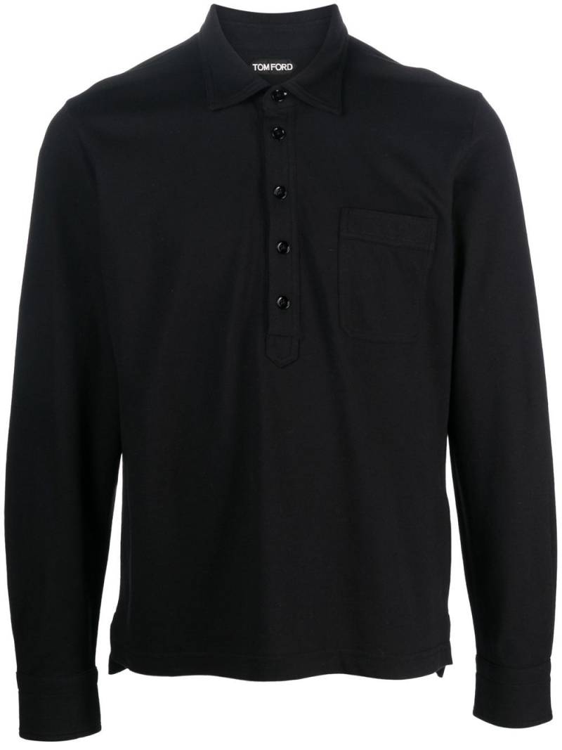 TOM FORD button-front long-sleeved polo shirt - Black von TOM FORD