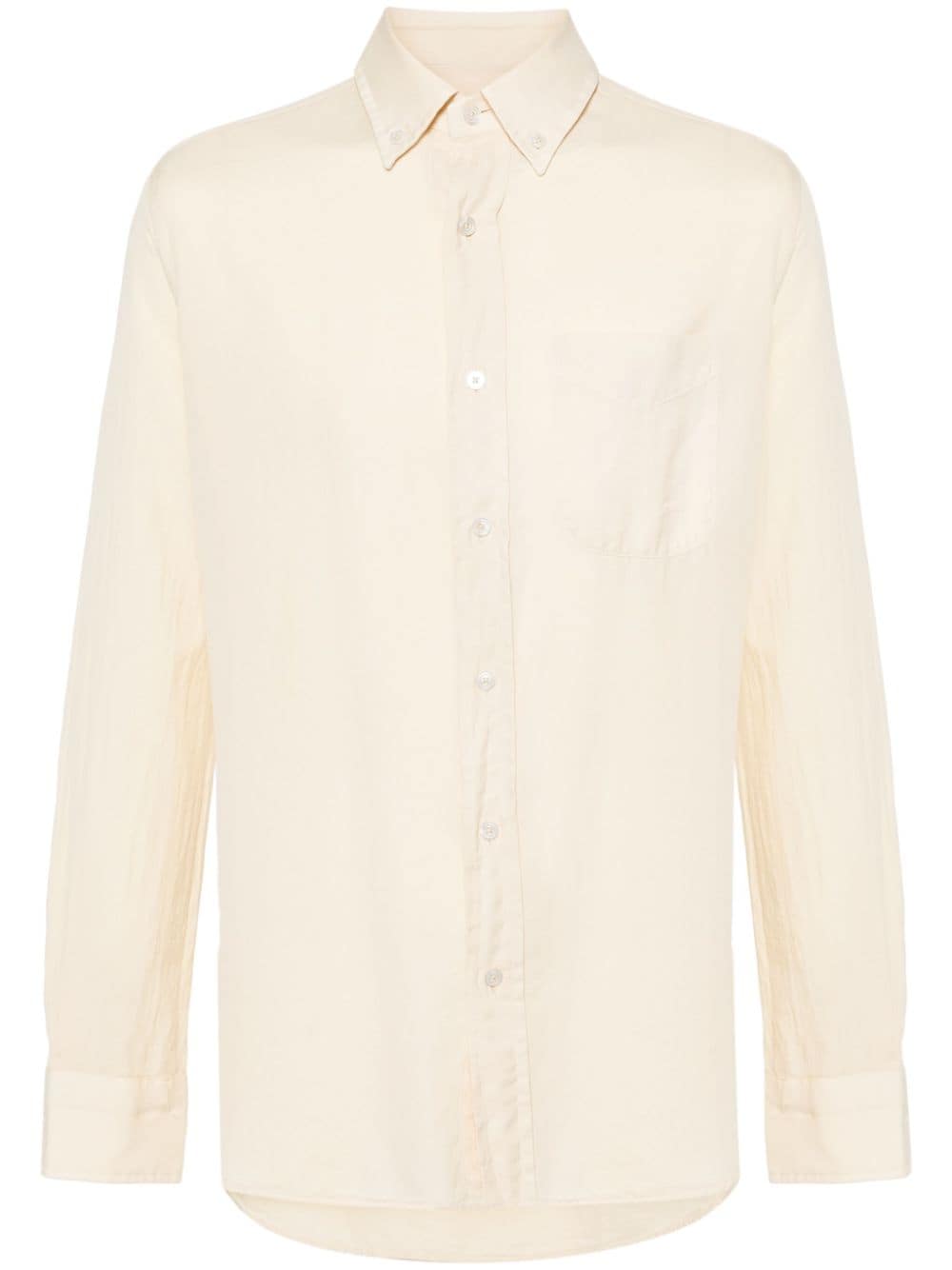 TOM FORD buttoned-collar cotton-blend shirt - Neutrals von TOM FORD