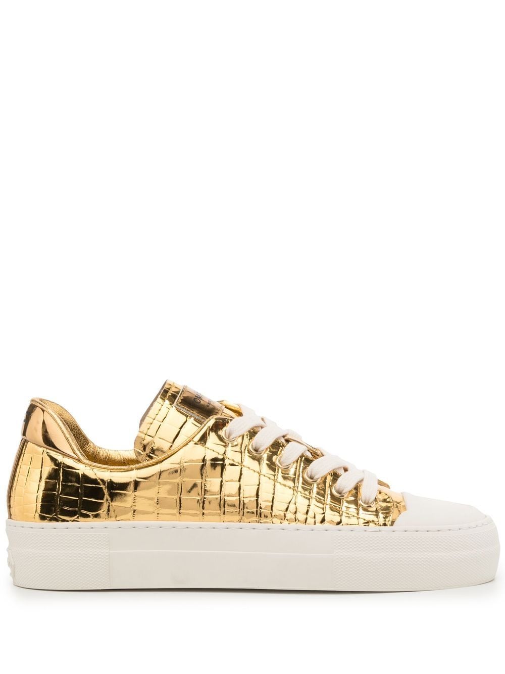 TOM FORD crocodile-embossed metallic sneakers - Gold von TOM FORD