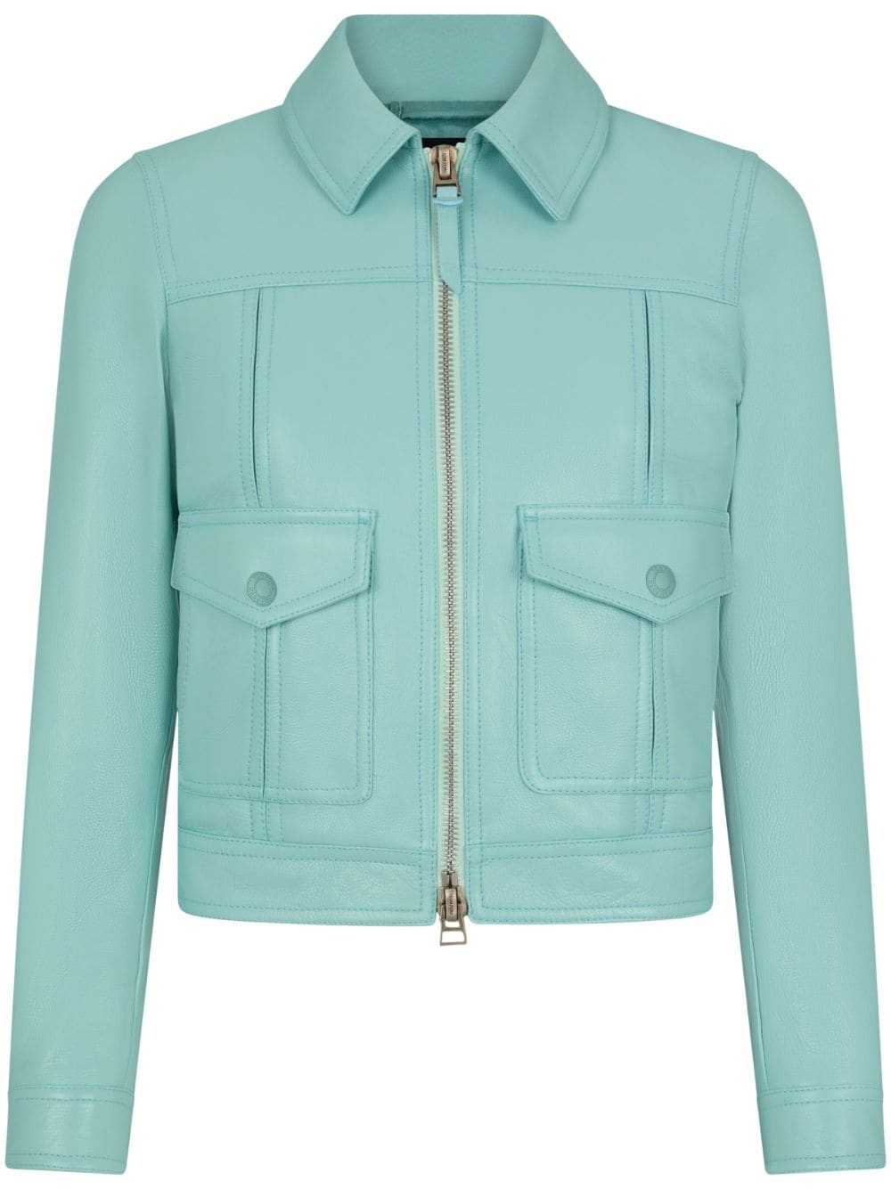 TOM FORD cropped leather jacket - Blue von TOM FORD