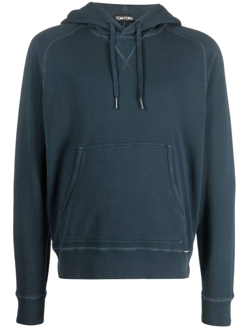 TOM FORD distressed drawstring hoodie - Blue von TOM FORD