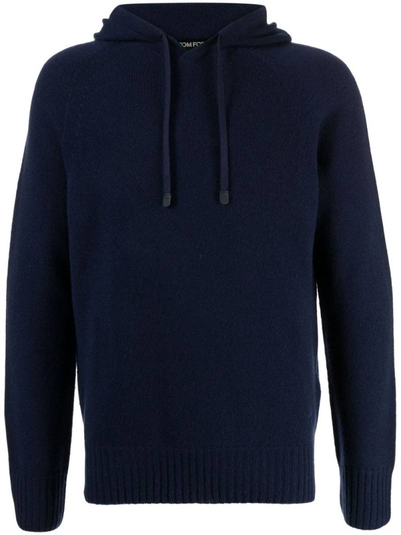 TOM FORD drawstring cashmere hooded jumper - Blue von TOM FORD