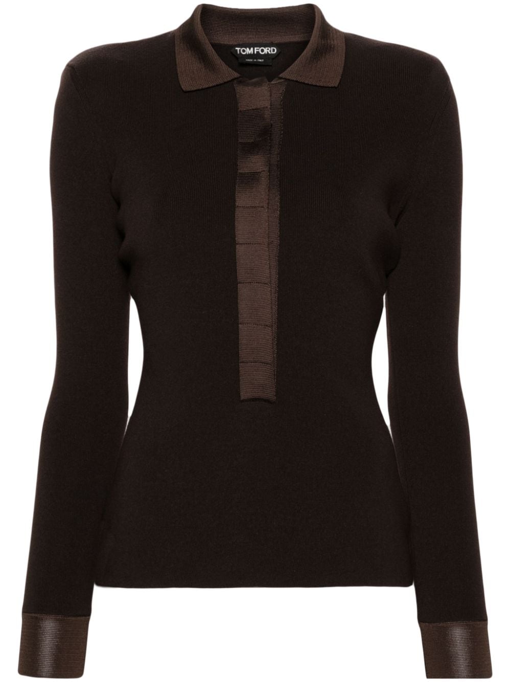 TOM FORD fine-knit polo top - Brown von TOM FORD