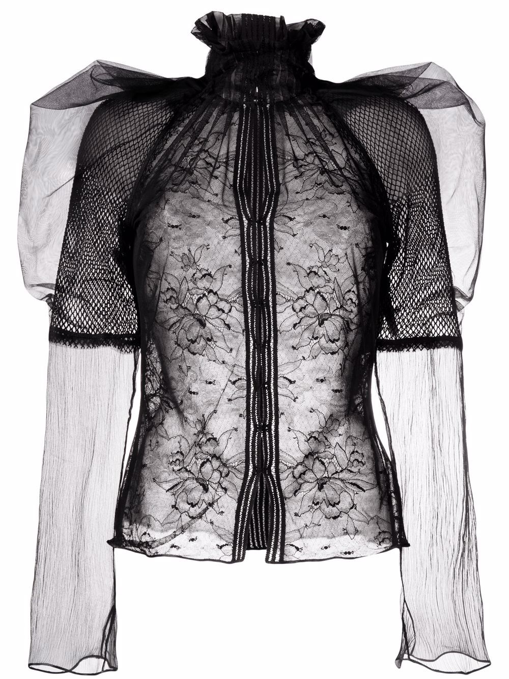 TOM FORD floral-lace high-neck blouse - Black von TOM FORD