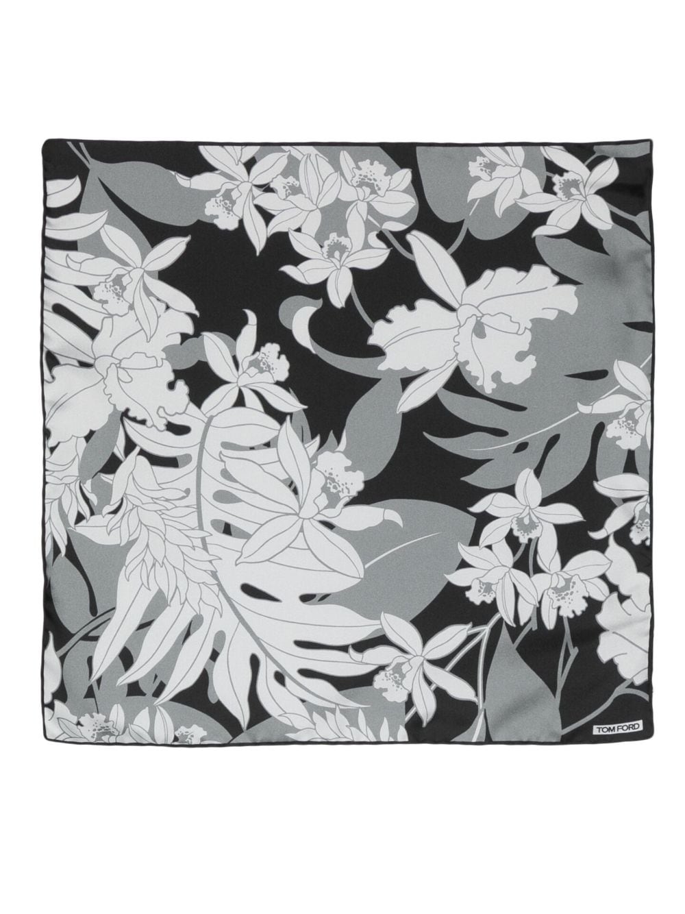 TOM FORD floral-print square silk scarf - Grey von TOM FORD