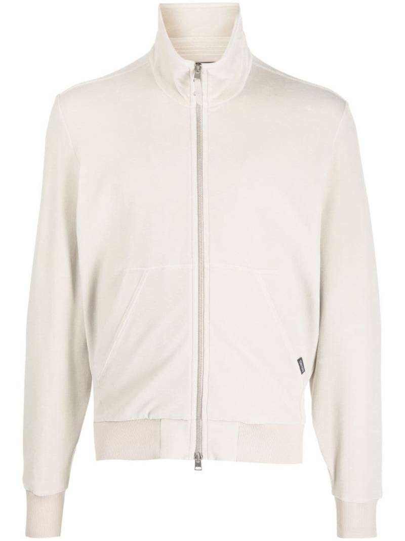 TOM FORD funnel-neck velour zip sweatshirt - Neutrals von TOM FORD