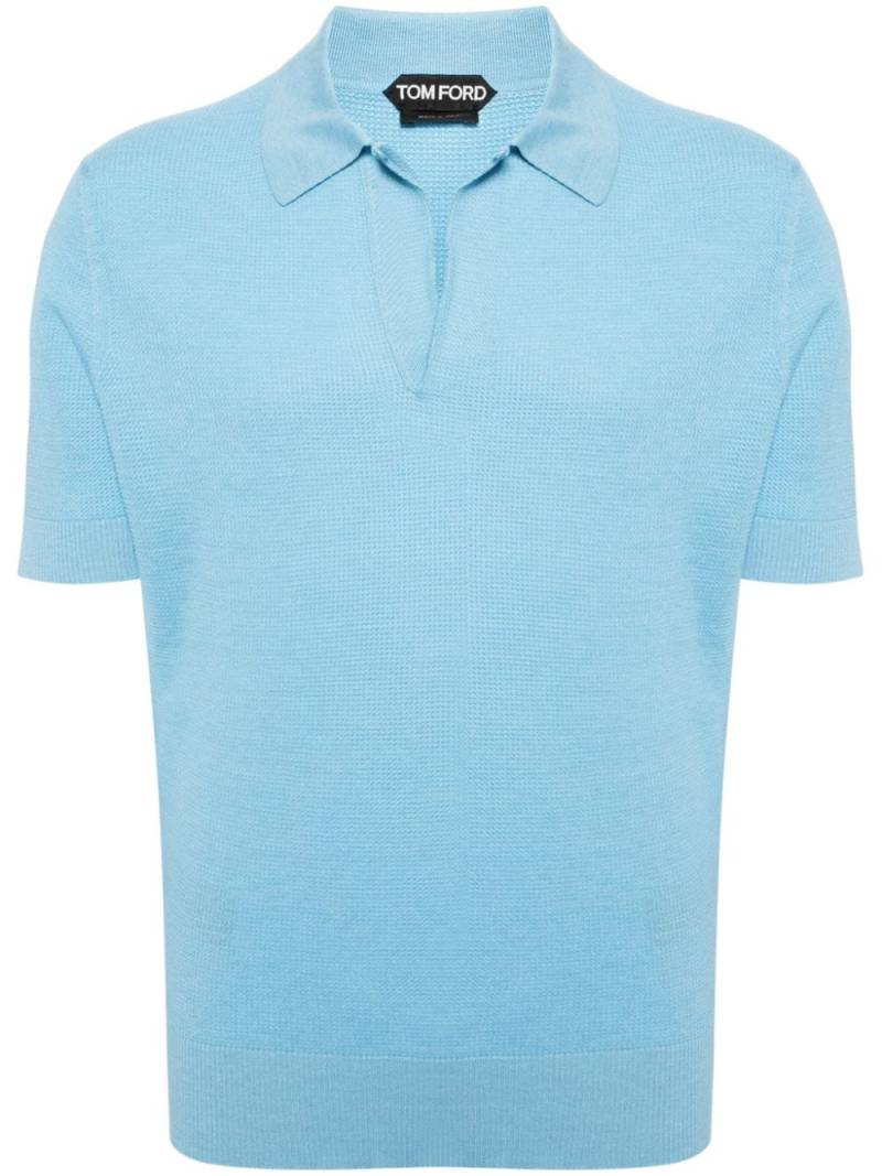 TOM FORD knitted short-sleeve polo shirt - Blue von TOM FORD