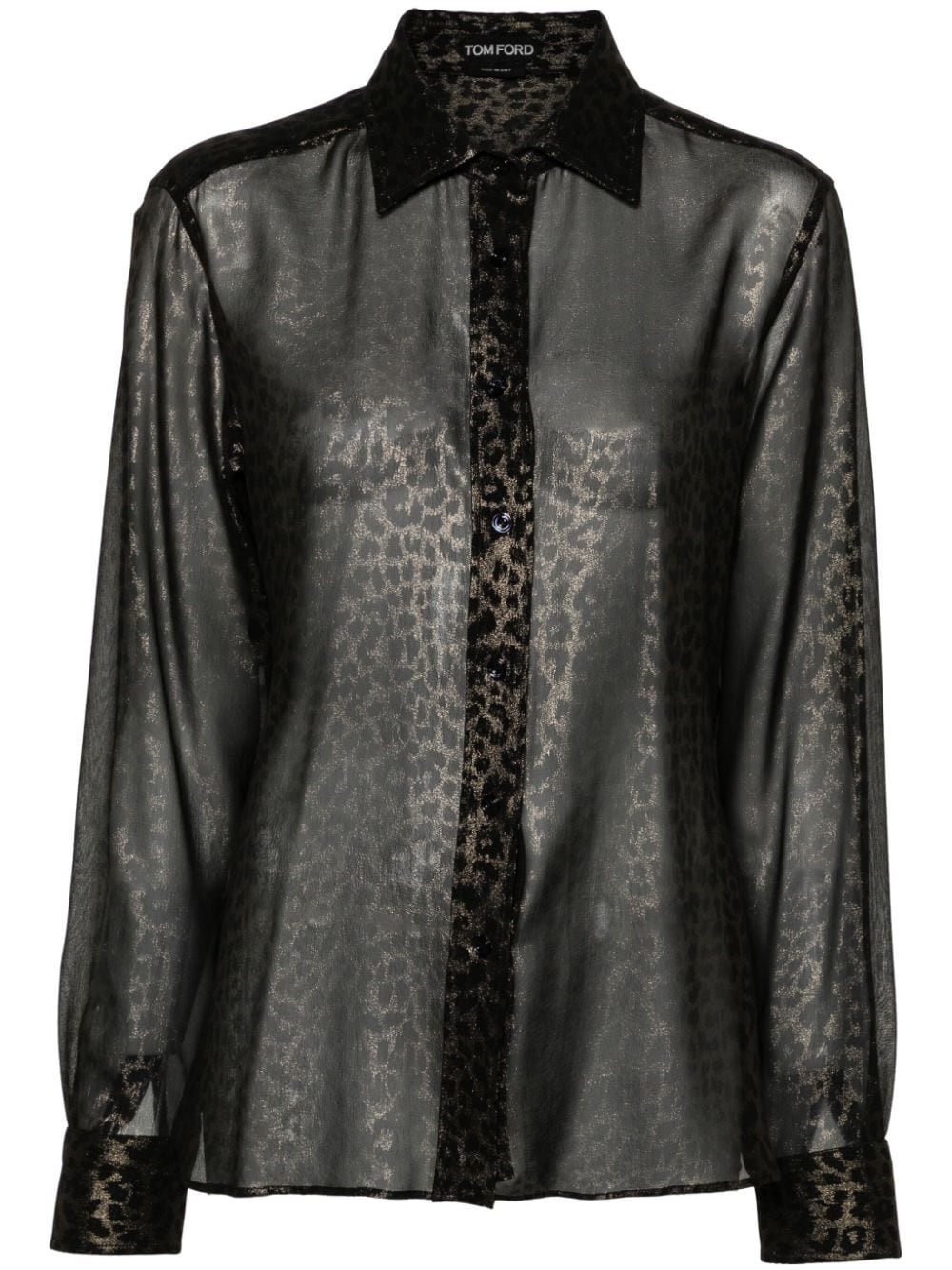 TOM FORD laminated leopard-print silk shirt - Black von TOM FORD