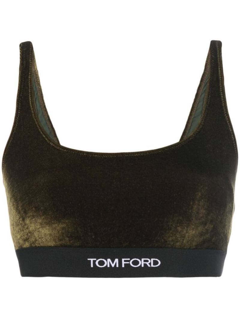 TOM FORD logo-band low-back bra - Green von TOM FORD