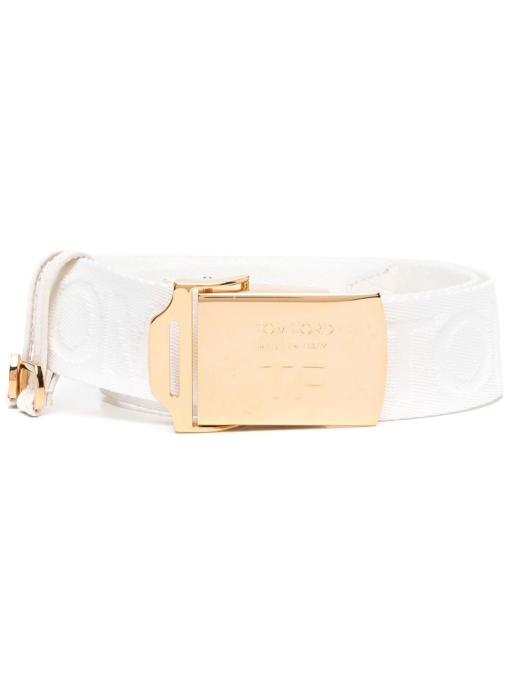 TOM FORD logo-jacquard buckled belt - White von TOM FORD