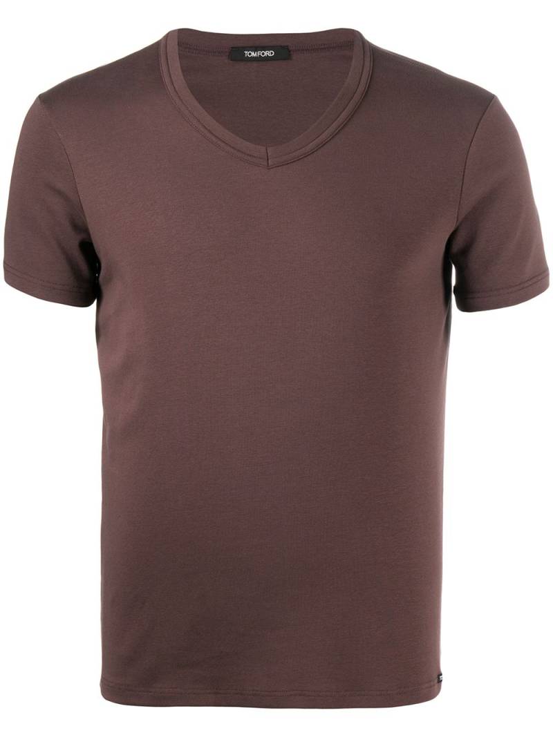 TOM FORD logo patch V-neck T-shirt - Brown von TOM FORD