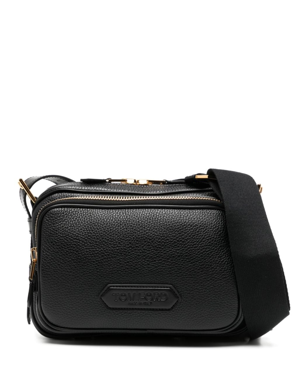 TOM FORD logo-patch calf leather messenger bag - Black von TOM FORD