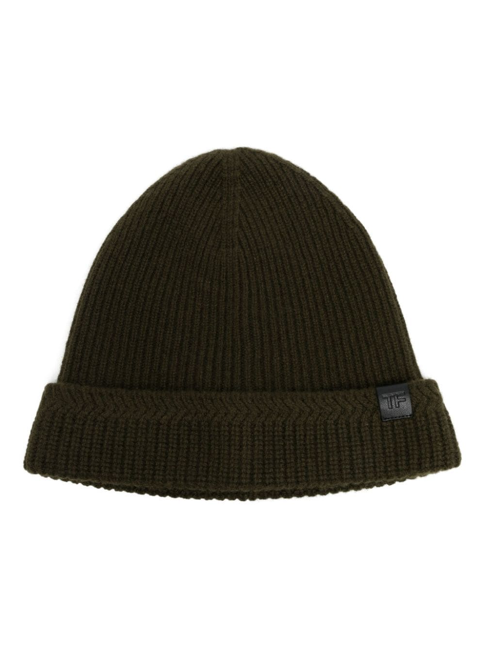 TOM FORD logo-patch ribbed beanie - Green von TOM FORD