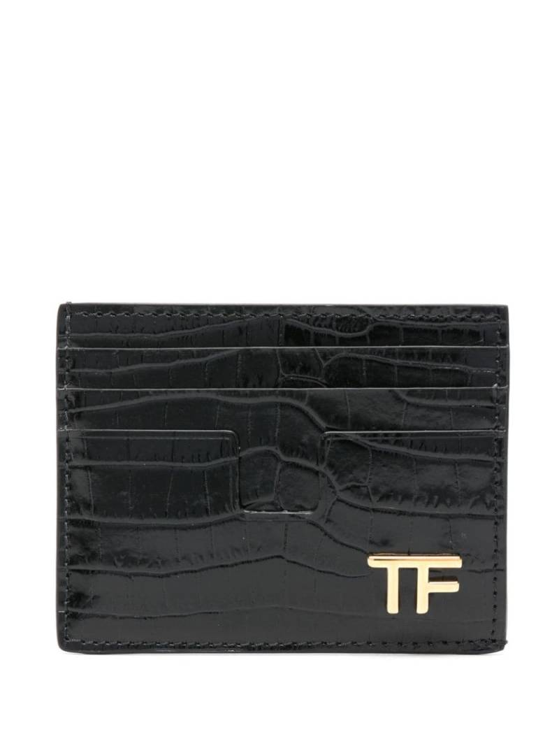 TOM FORD logo-plaque crocodile-effect cardholder - Black von TOM FORD