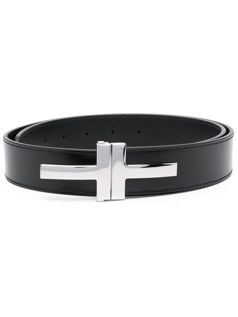 TOM FORD logo-plaque leather belt - Black von TOM FORD