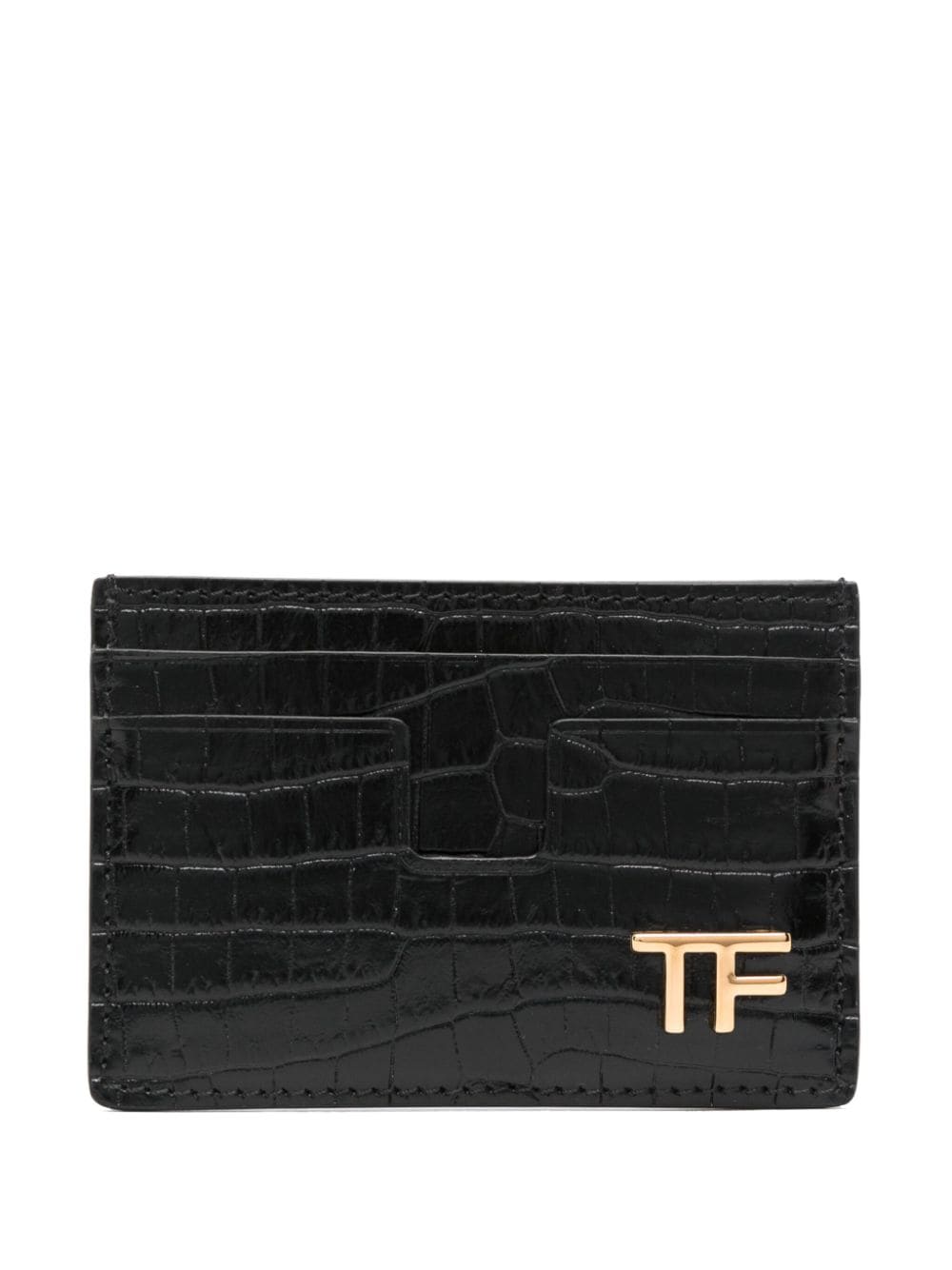 TOM FORD logo-plaque leather cardholder - Black von TOM FORD