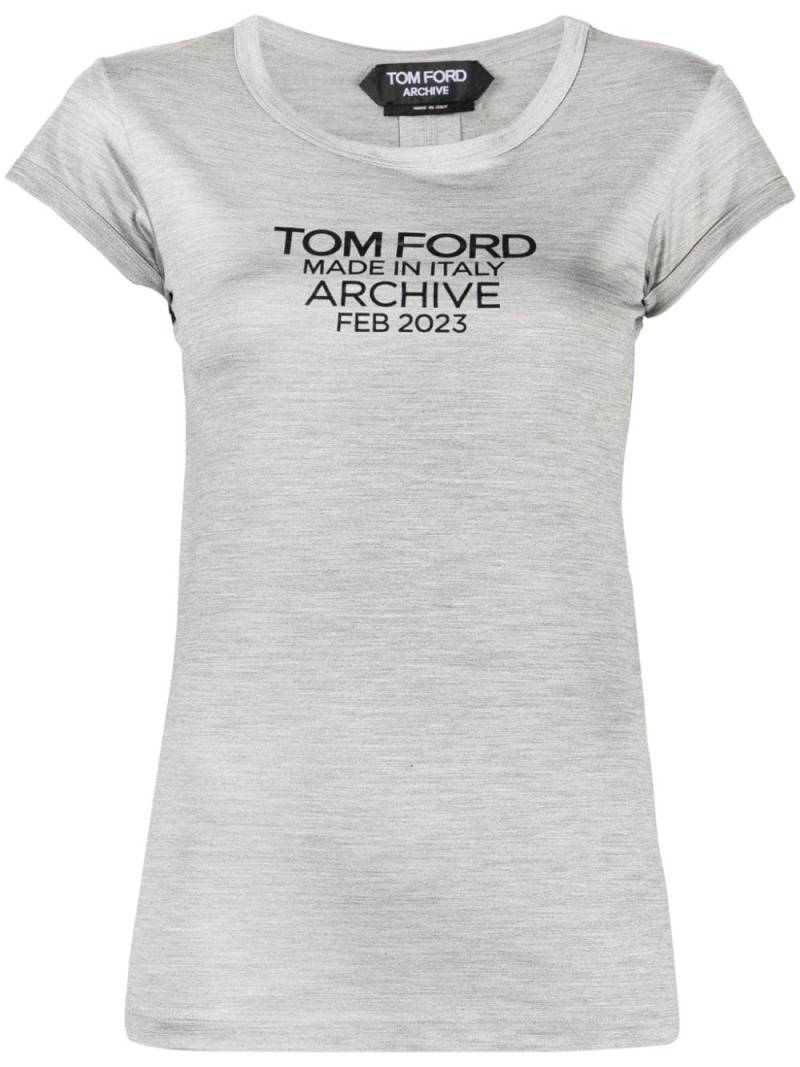 TOM FORD logo-print silk T-shirt - Grey von TOM FORD