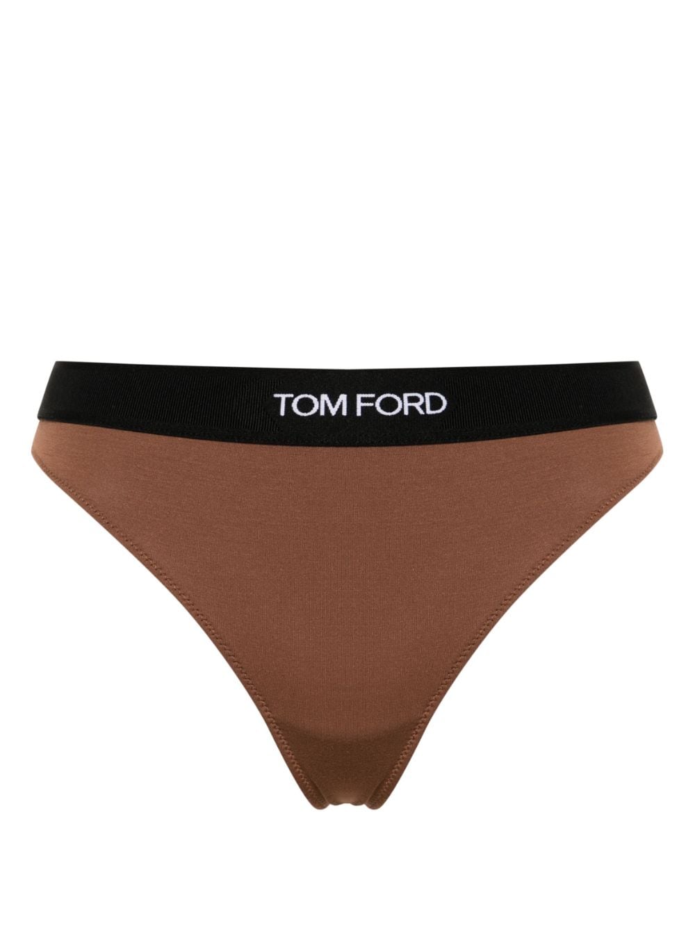 TOM FORD logo-waistband modal thong - Brown
