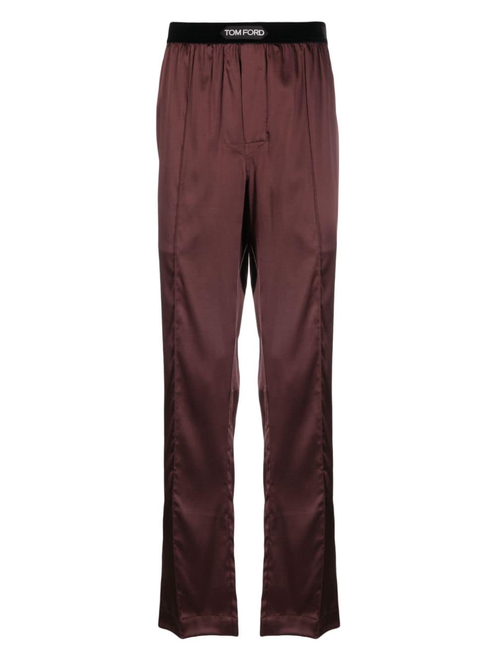 TOM FORD logo-waistband silk pajama botton - Brown von TOM FORD