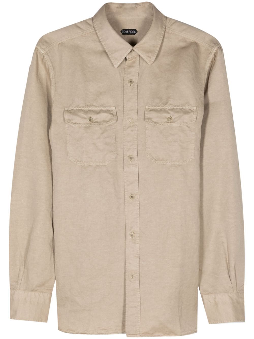 TOM FORD long-sleeve linen blend shirt - Neutrals von TOM FORD