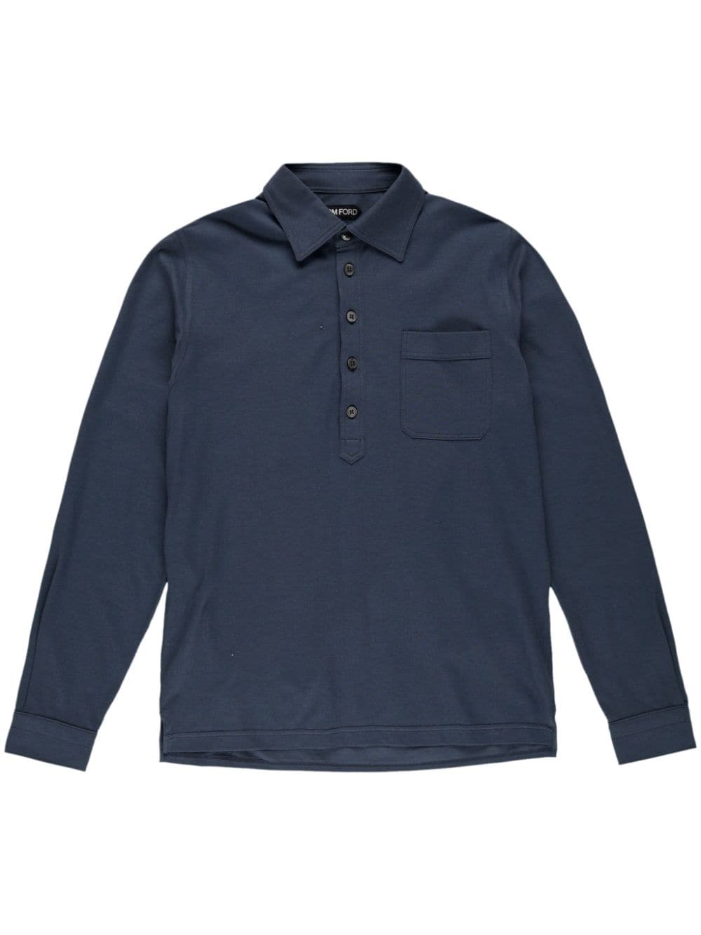 TOM FORD long-sleeve piqué polo shirt - Blue von TOM FORD