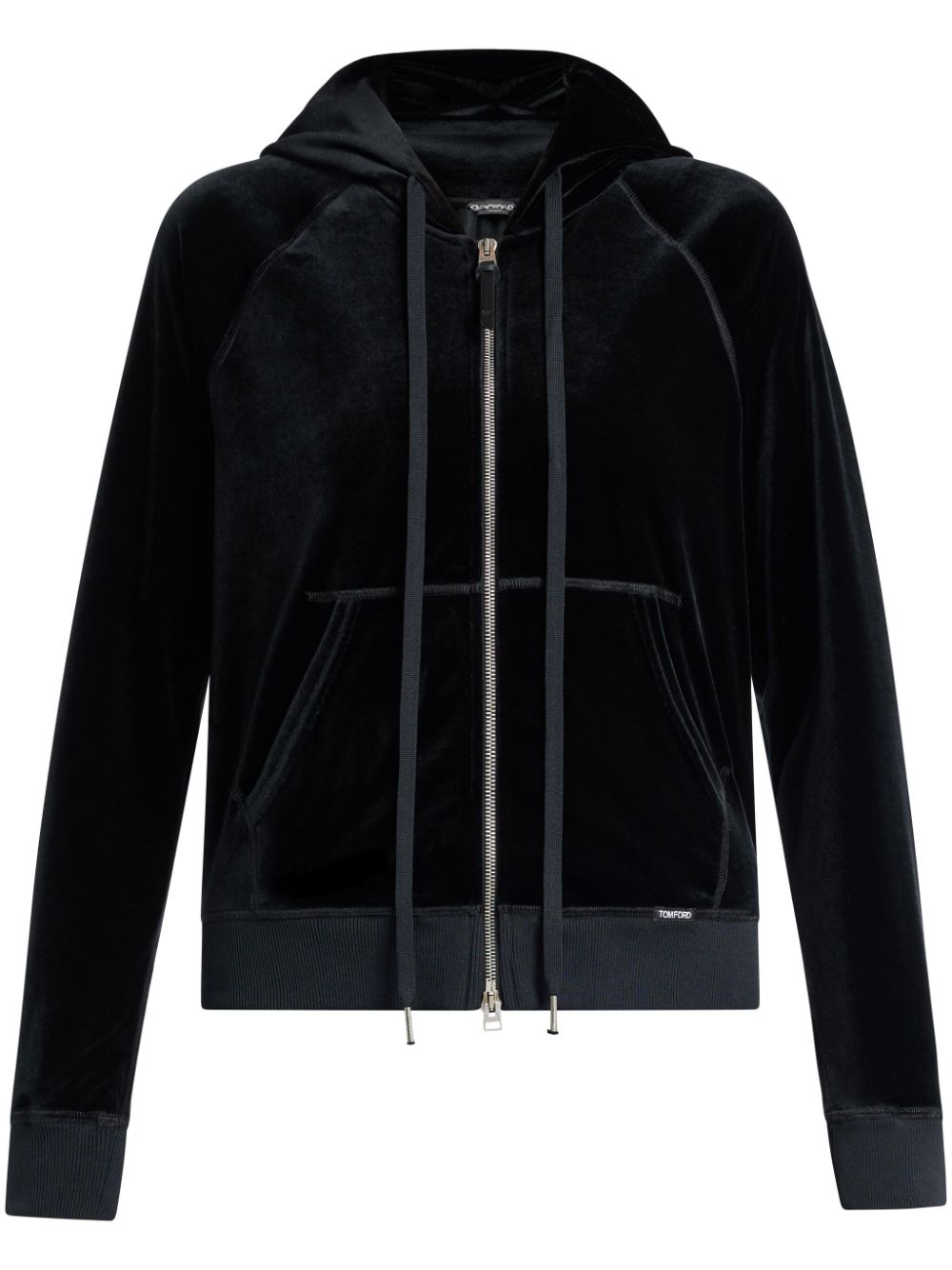 TOM FORD long-sleeve velour hoodie - Black von TOM FORD