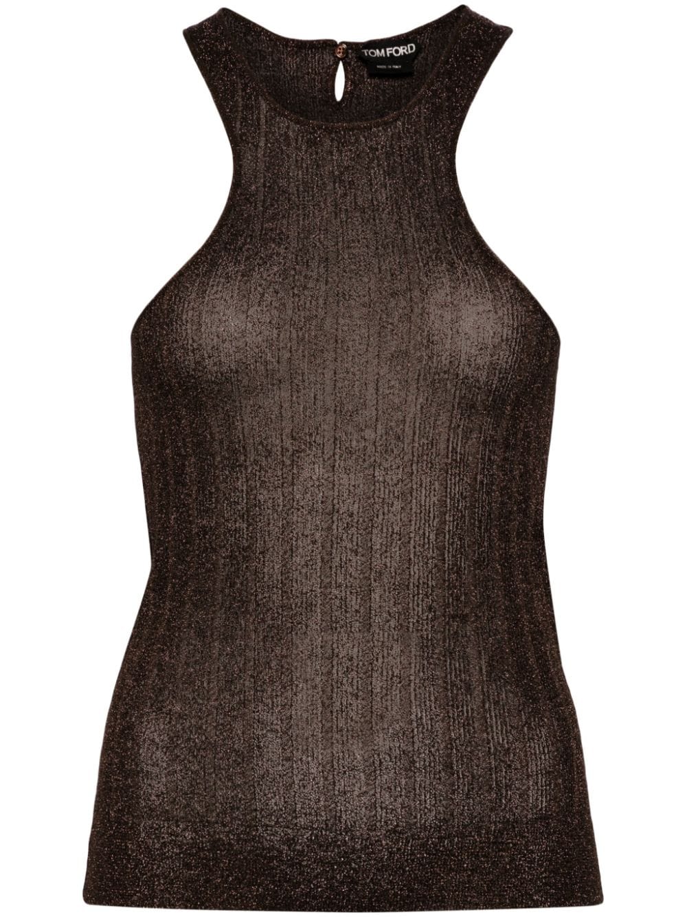 TOM FORD metallic ribbed-knit tank top - Brown von TOM FORD