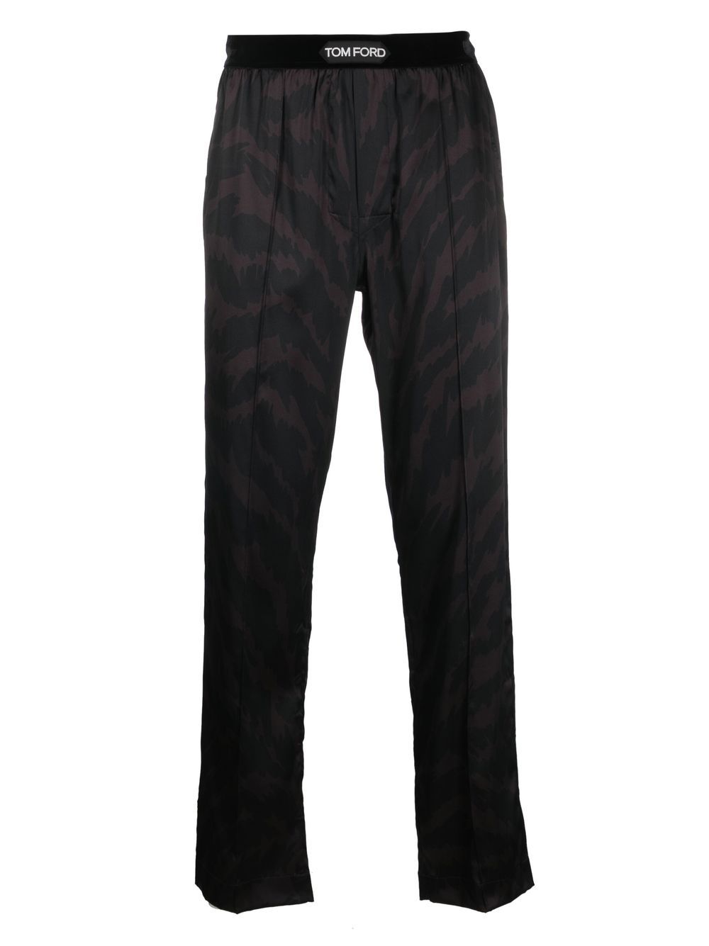 TOM FORD patterned logo-waistband pyjama trousers - Black von TOM FORD