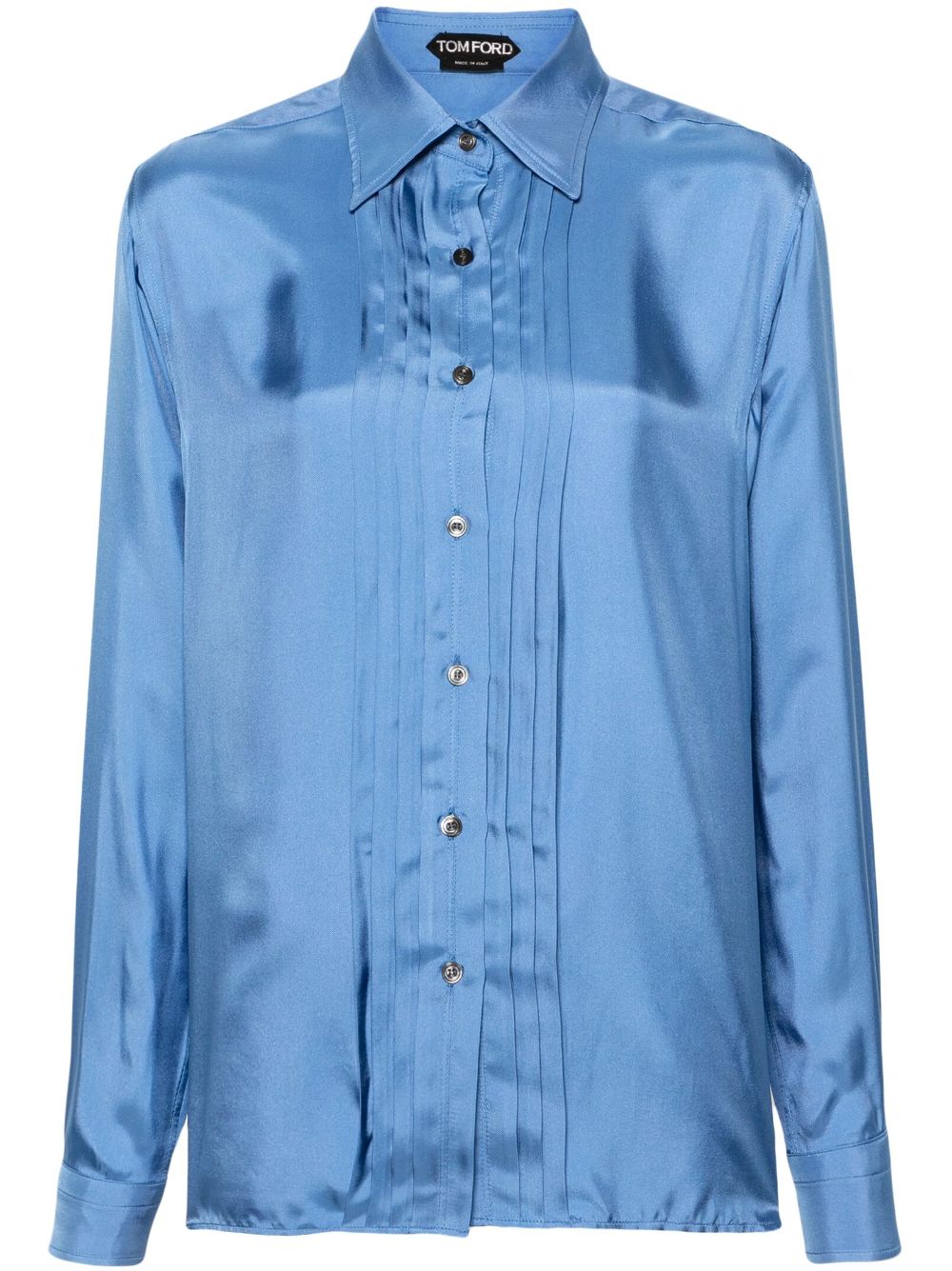 TOM FORD pleated satin shirt - Blue von TOM FORD