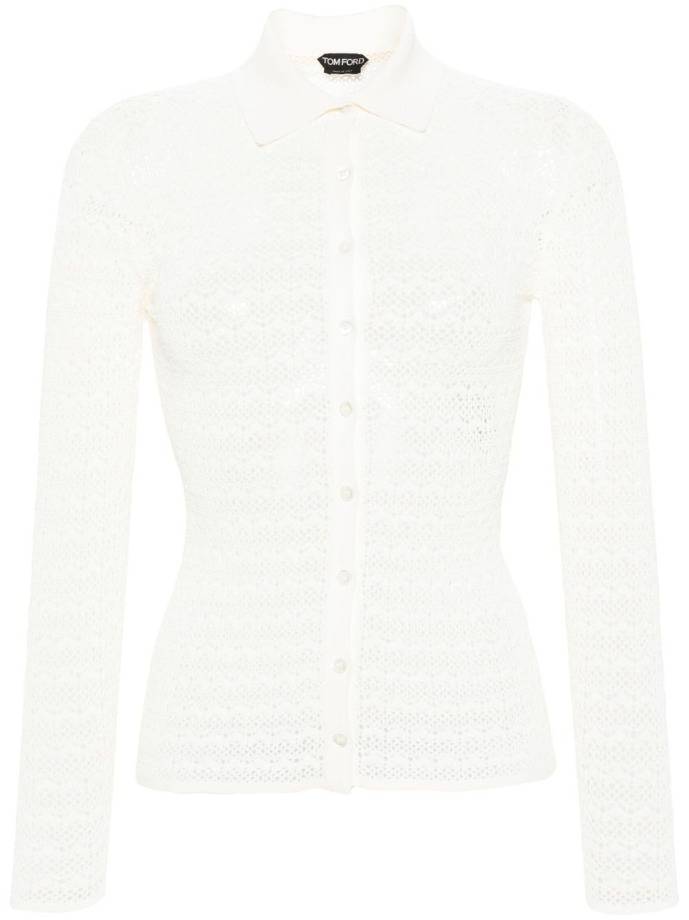 TOM FORD pointelle-knit polo cardigan - White von TOM FORD