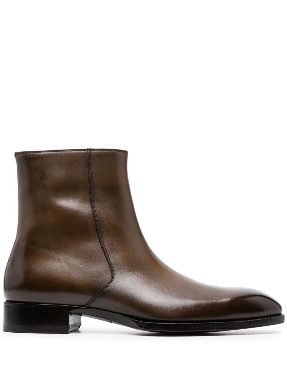 TOM FORD polished leather ankle boots - Brown von TOM FORD